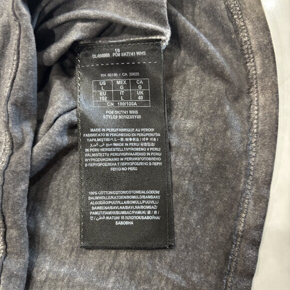 Guess Large 100% Cotton V Neck Short Sleeve Gray Grey The Washed Tee T Shirt - Picture 5 of 8